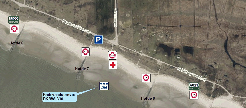 Hvidbjerg Strand ved Grønningen (~høfde 7 og 8)
